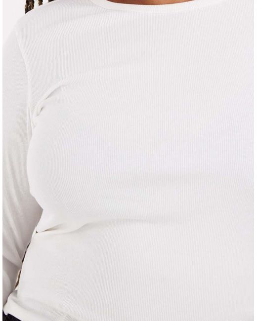 Vero Moda White Fine Rib Long Sleeved Top