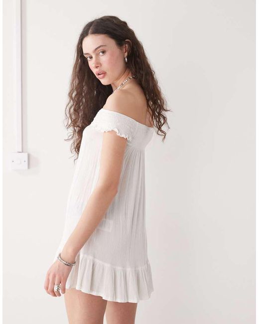 Motel Pink Panasi Off-shoulder Mini Smock Dress