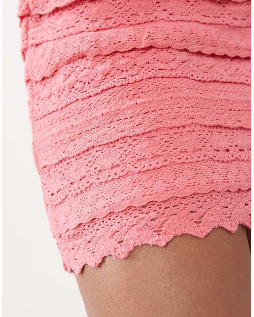 Mango White Teen Lace Detail Mini Skirt