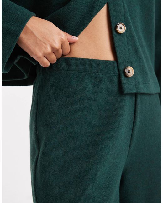 Pantalon ample en tissu côtelé doux - forêt Miss Selfridge en coloris Green