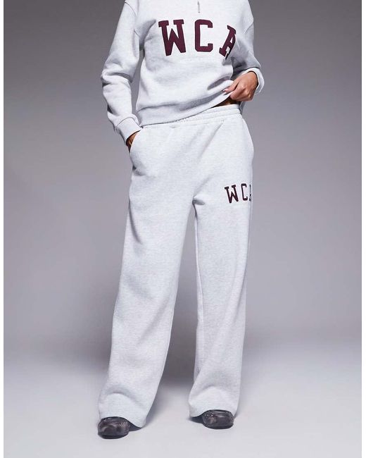 ASOS Blue Weekend Collective Co-Ord Wide Leg Jogger With Varsity Sweatshirt