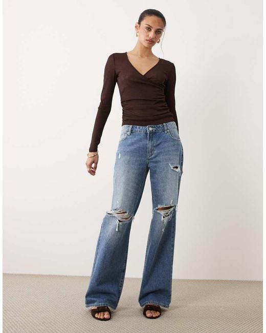 Cotton On Brown V Neck Wrap Top