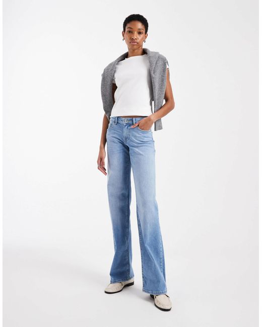 ONLY Blue Judy Low Rise Wide Leg Jeans