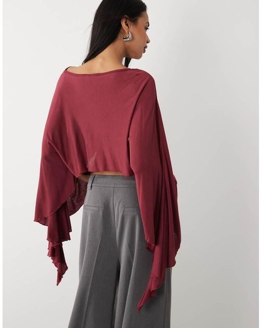 ASOS Red Longline Flare Sleeve Cape Top