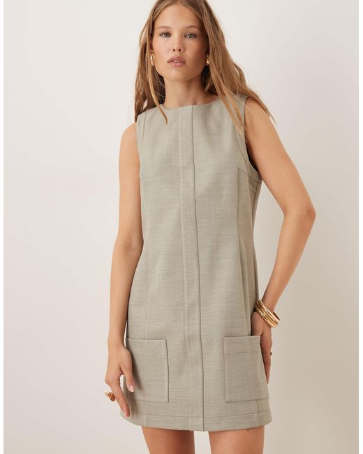 ASOS Natural Bonded Mini Shift Dress With Pocket Detail