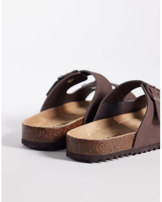 SEQWL Brown Olsen Double Buckle Flat Sandals