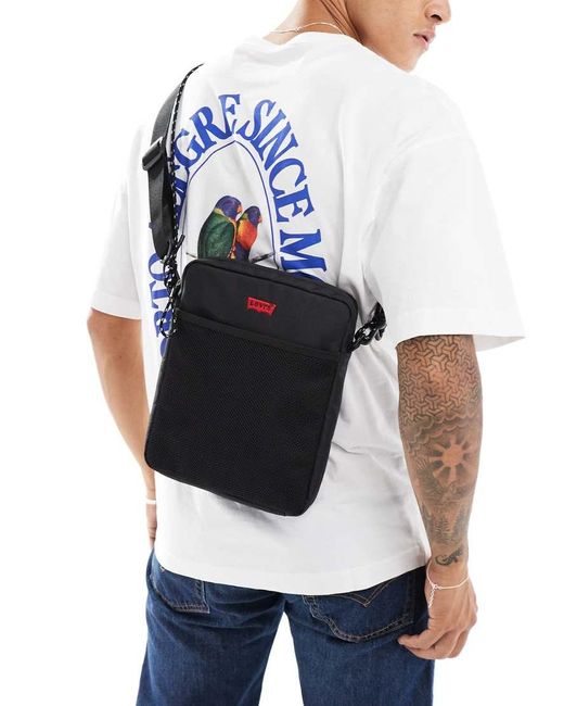 Borsa Con Doppia Tracolla Nera Con Logo di Levi's in White da Uomo