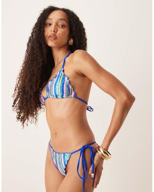 Kulani Kinis Blue Stripe Thong Bikini Bottom