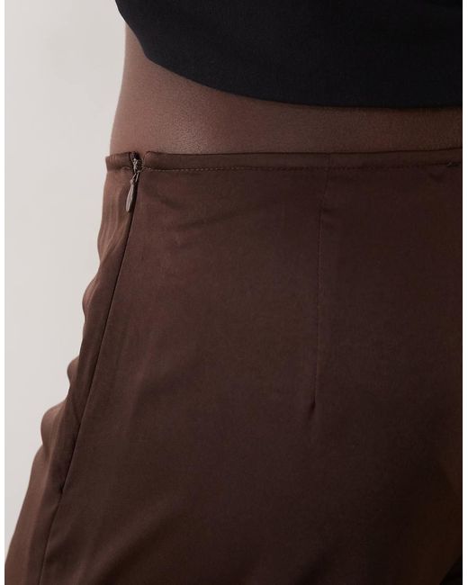Bardot Brown Devin Mid Rise Satin Pants
