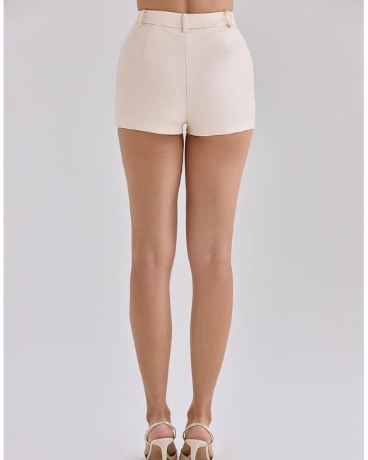 House Of Cb White Naya Ivory Vegan Leather Mini Shorts