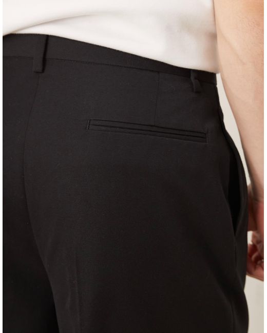 ASOS Black Smart Wide Leg Trousers With Double Pleats for men