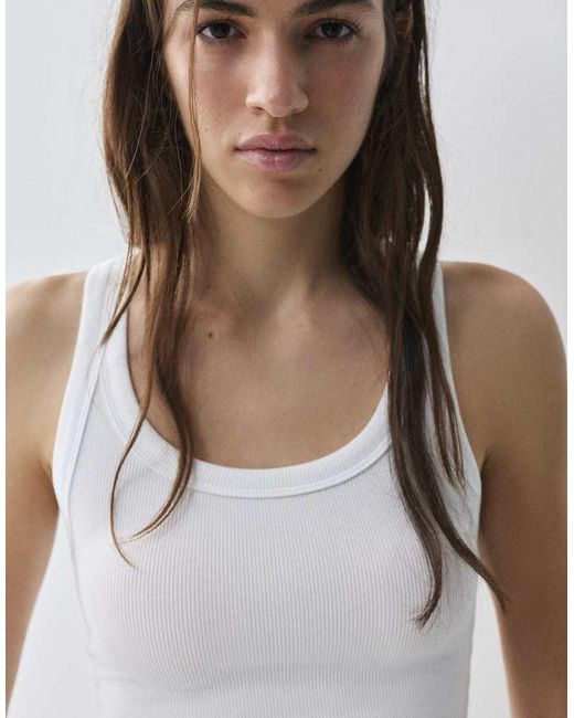 Pull&Bear White Basic Tank Top