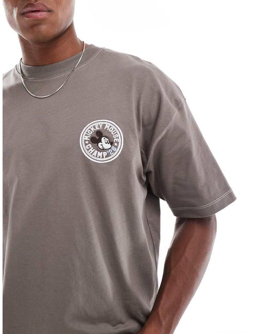ASOS Recht Oversized T-Shirt Met Disney Mickey Mouse-Prints in het Brown