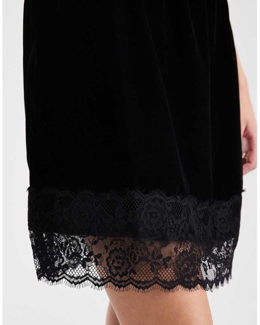 ASOS White Velvet Lace Trim Mini Skirt