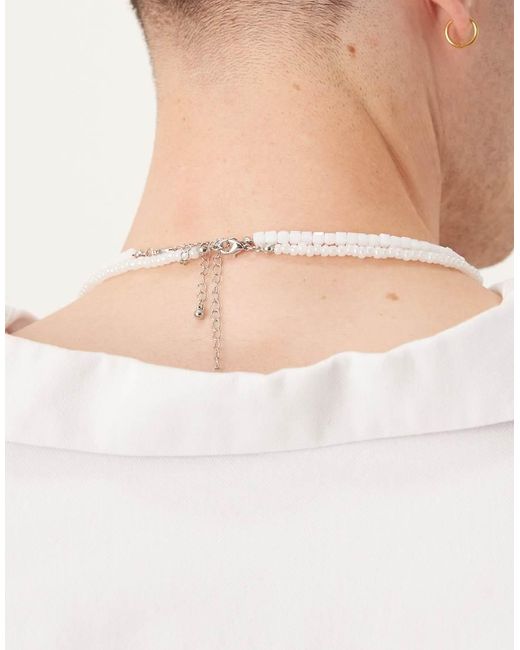 ASOS Natural Faux Pearl And Coral 2 Pack Necklace for men