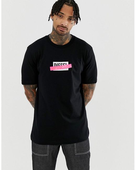 Camiseta negra con logo T-Just-Die de DIESEL de hombre de color Black