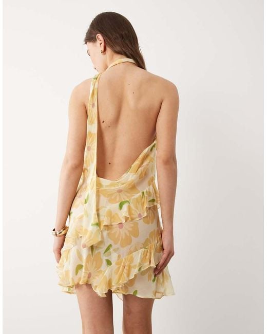Wild Lovers Yellow Sundance Floral Mini Beach Dress With Scarf