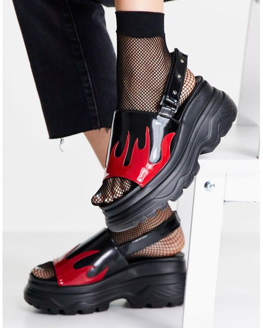 Koi Footwear Black Ebo Flame Chunky Sandals