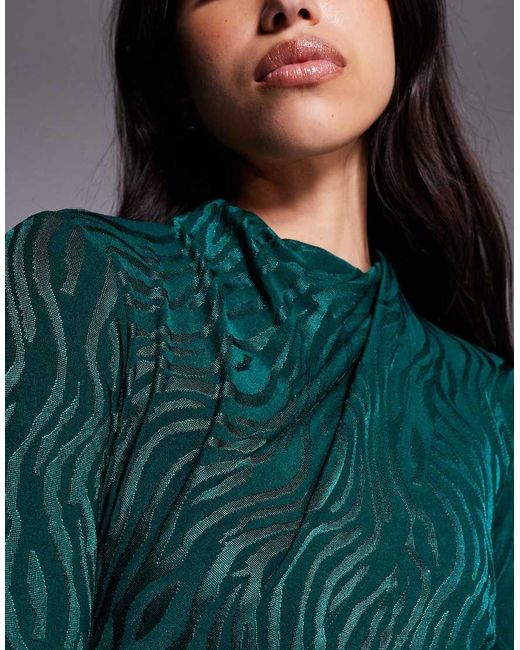 DASKA Green High Neck Maxi Dress