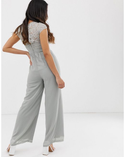 lace top wide leg jumpsuit