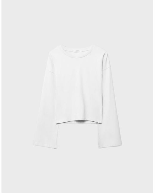 Stradivarius White Kimono Sleeve T-shirt