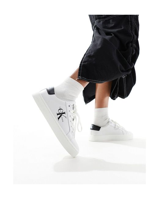 Calvin Klein White – klassische, mehrfarbige cupsole-sneaker zum schnüren
