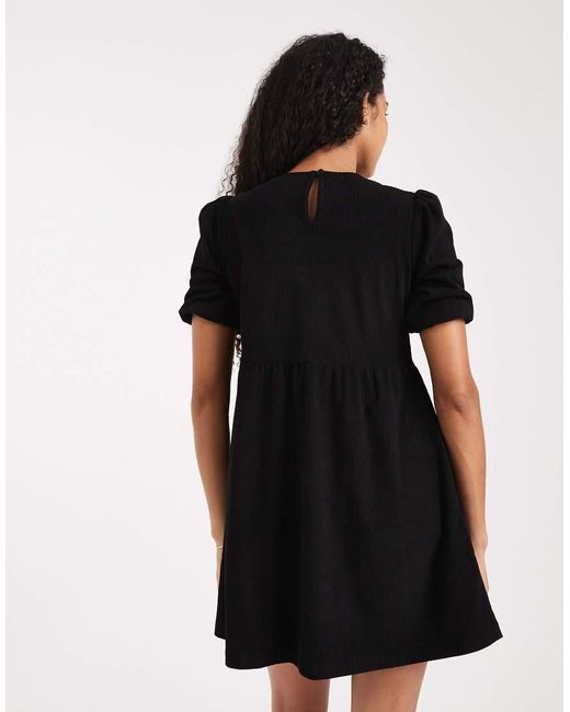 Threadbare Black Cord Short Sleeve Mini Dress