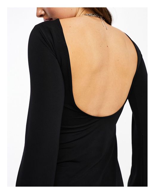 Weekday Black Clair Mini Dress With Open Back