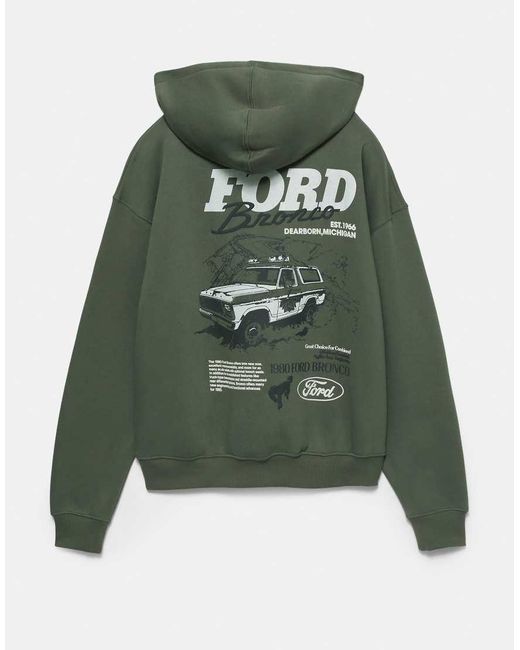 Pull&Bear Green Ford Bronco Hoodie for men