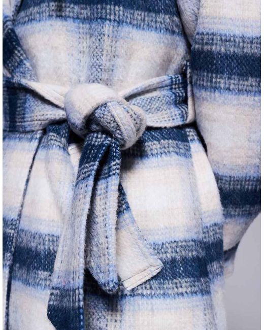 River Island Blue Wool Blend Belted Coat