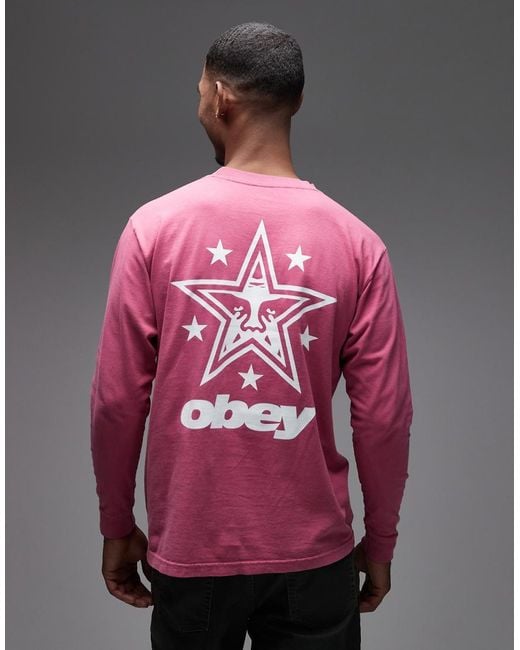 Obey Pink Star Long Sleeve T-shirt for men