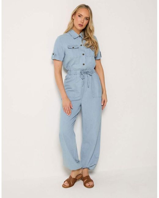 Long Tall Sally Blue Denim Elasticated Jumpsuit