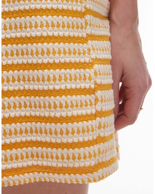 Pantalones Cortos A Rayas Naranjas De Tejido Texturizado De (Parte De Un Conjunto) TOPSHOP de color White