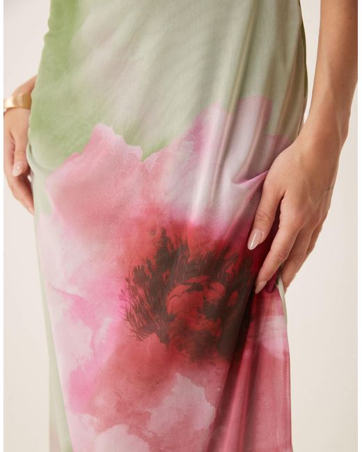 ASOS Multicolor Mesh Bandeau Midi Dress