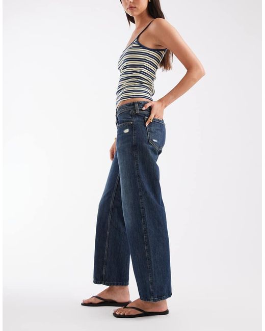 Hollister Blue Ultra Low Rise Tie Waist baggy Jeans