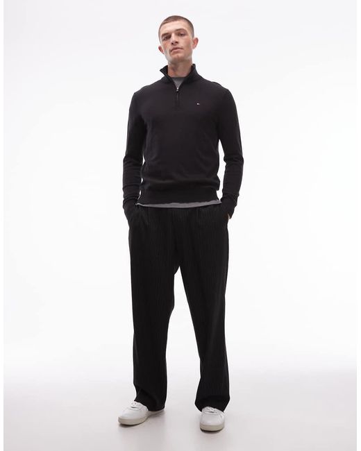 Tommy Hilfiger Black Essential Cotton Half Zip Jumper for men