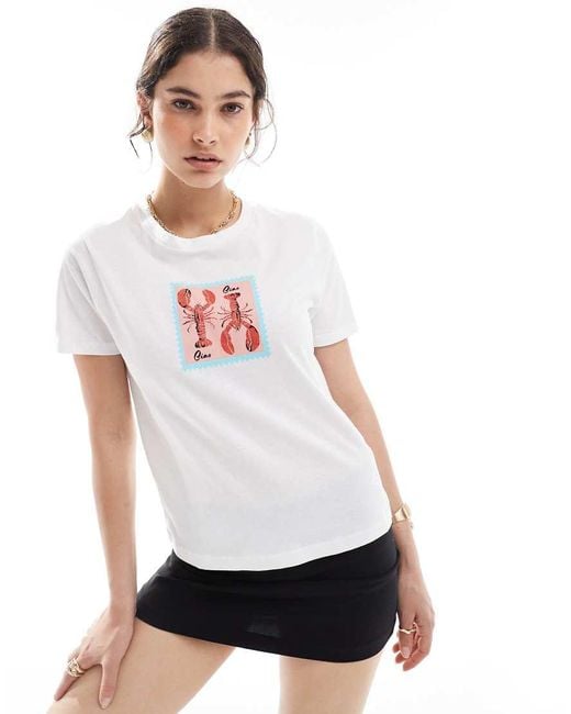 JJXX White T-shirt With Lobster Print