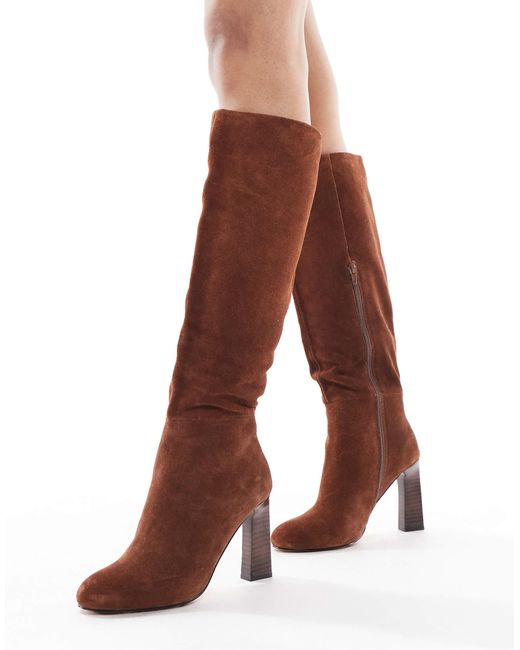 Schuh Brown Draya Stacked Knee Boots