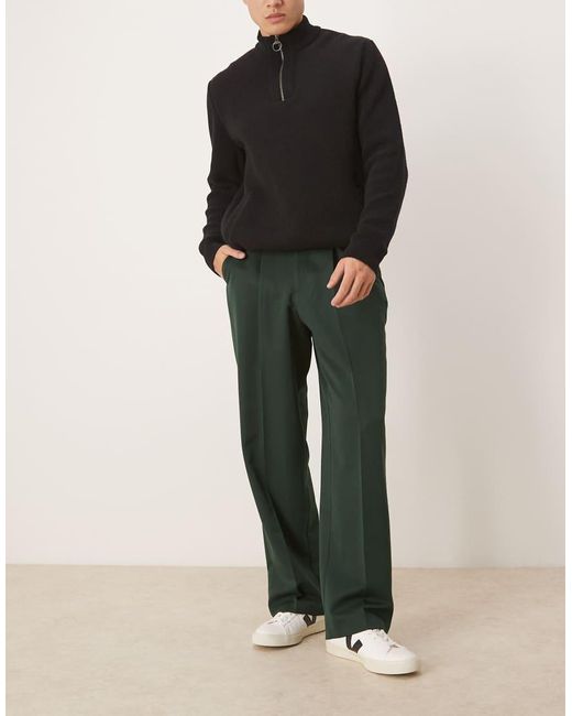 ASOS Black Smart Pleated Wide Leg Trousers for men