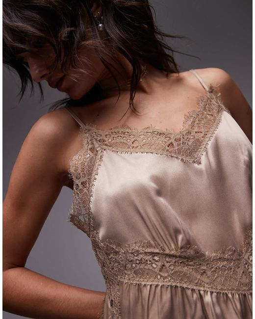 TOPSHOP Brown – satin-minikleid