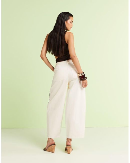 ASOS Green High Waisted Barrel Jean With Cornelli Detail