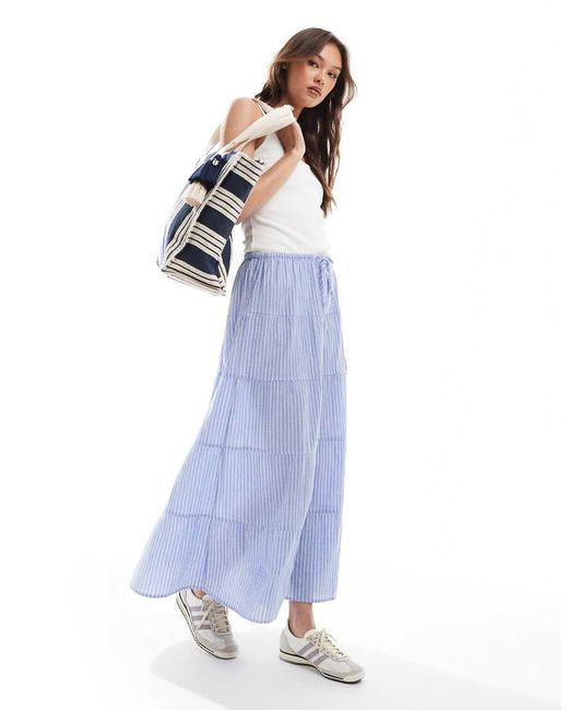 Cotton On Blue Tierred Maxi Skirt