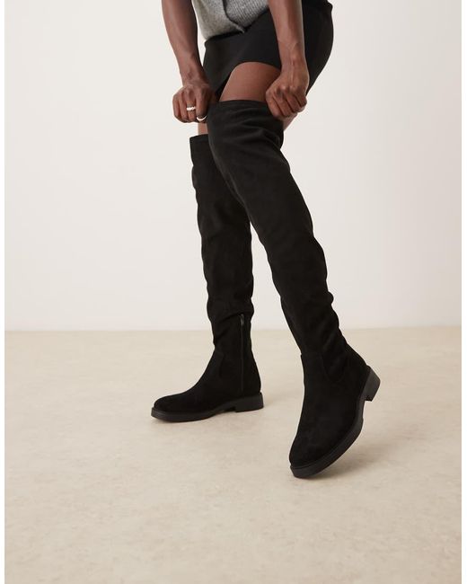 ASOS Natural Kacey Smart Flat Over The Knee Boots