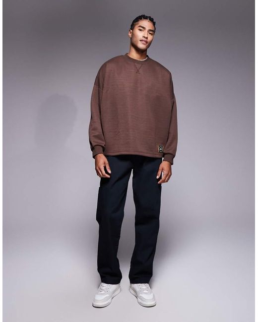 ASOS Brown Waffle Sweatshirt for men