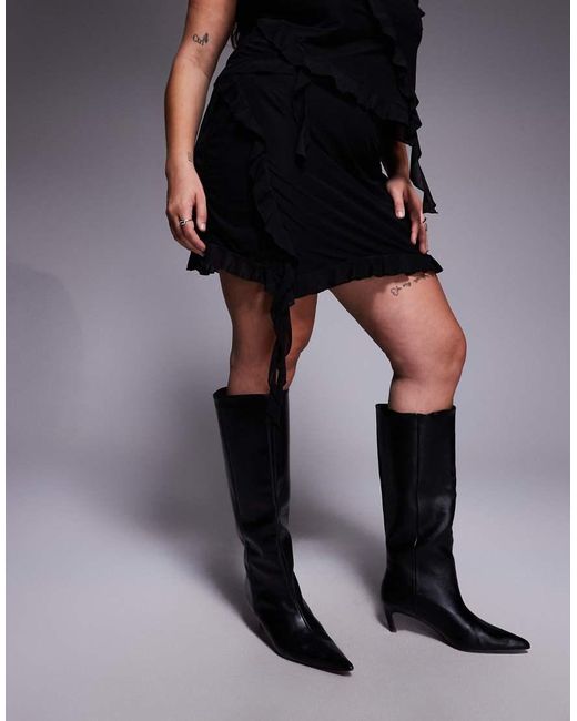 ASOS Black Asos Design Curve Mesh Asymmetric Ruffle Mini Skirt