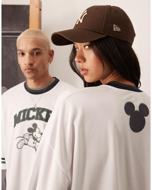 ASOS Natural Disney Oversized Crop Disney T-shirt With Mickey Mouse Print