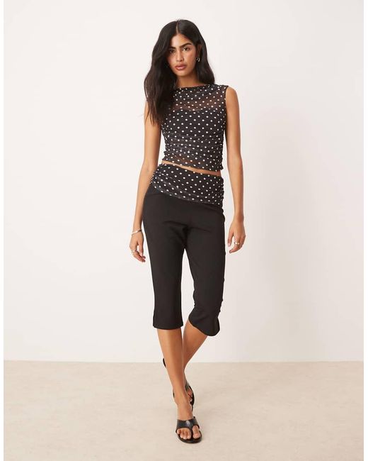 ASOS Black Co-ord Gathered Short Sleeve Off Shoulder Mesh Top