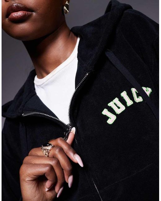 Juicy Couture Black Nala Collegate Oversized Cropped Hoodie