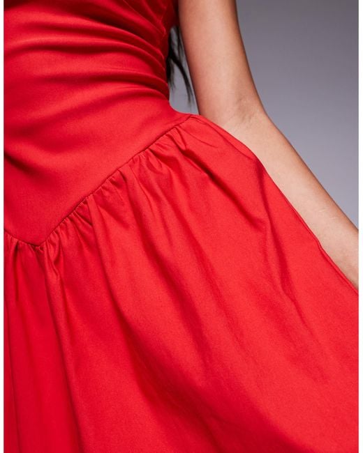 bengaline square neck skater dress Vesper bengaline square neck skater mini dress in red