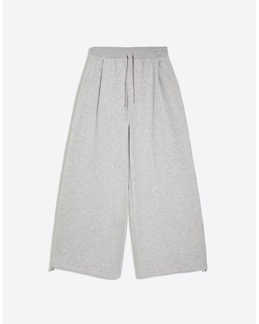 Bershka Blue Modal Barrel Trousers